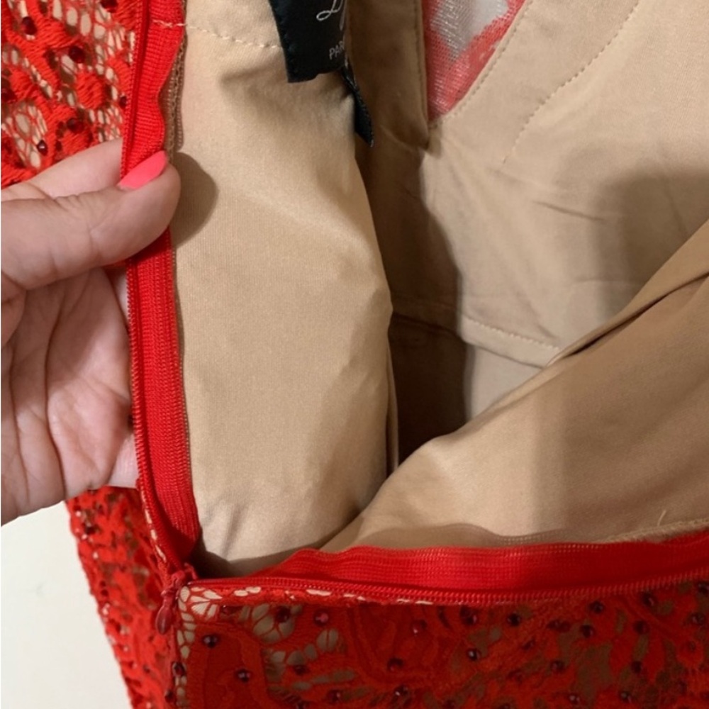 NEW Frank Lyman Design Red Lace Cocktail Dress size 6 - Picture 6 of 8